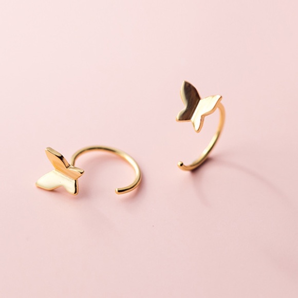 Sterling Silver Butterfly Earrings in Wrap Around Style - Picture 5 of 6